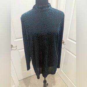 Lane Bryant Teal Leopard Print Blouse